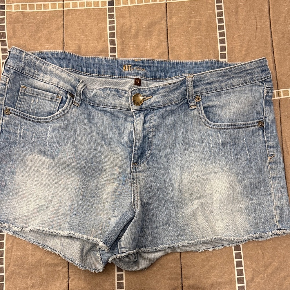 Kut from the Kloth Distressed Blue Denim Shorts